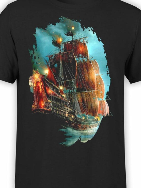 0069 Pirates of the Caribbean T Shirt Pirate Ship Front Color