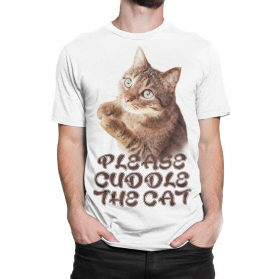 Cat T-Shirts "Cuddle the Cat".Mens Shirts.