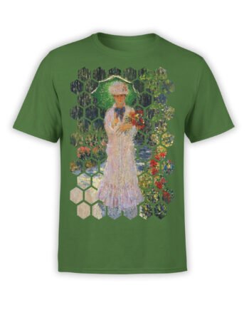 Art T-Shirts "Claude Monet. Camille with Green Parasol". Claude Monet T-Shirts.