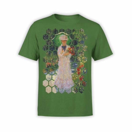Art T-Shirts "Claude Monet. Camille with Green Parasol". Claude Monet T-Shirts.