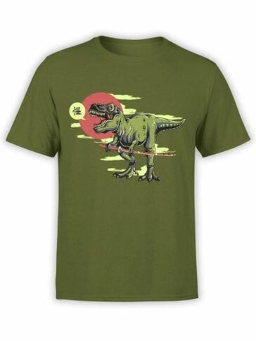 0597 Dinosaur Shirt Samurex_Front Olive