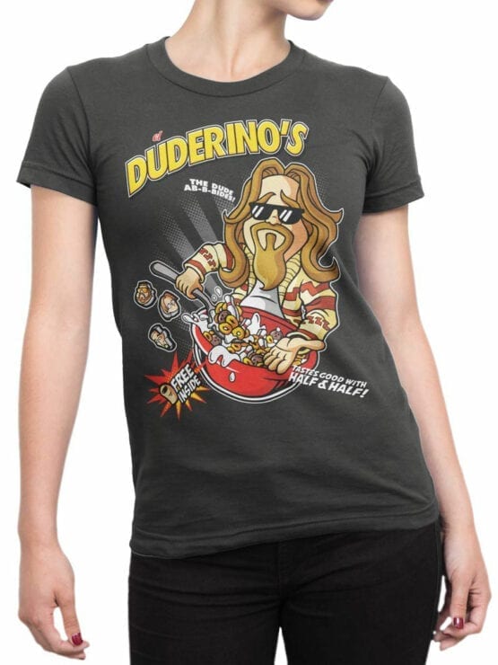 0676 Big Lebowski T Shirt Duderinos Front Woman