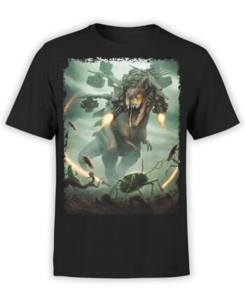 0701 Dinosaur T Shirt T Rex vs Insects Front