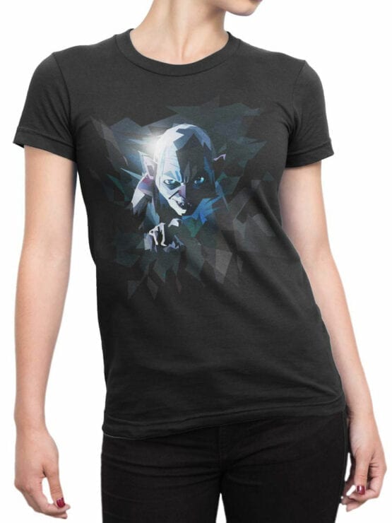 0718 Lord of the Rings Shirt Art Gollum Front Woman