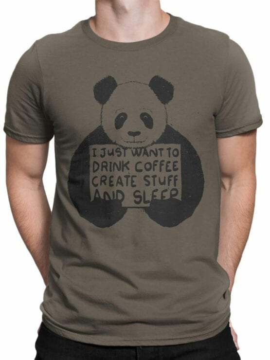 0740 Panda Shirt I just want Front Man