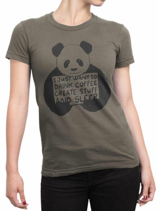 0740 Panda Shirt I just want Front Woman