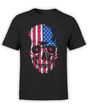 0813 Patriotic Shirts USA Skull Front