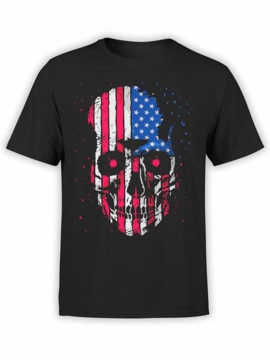 0813 Patriotic Shirts USA Skull Front