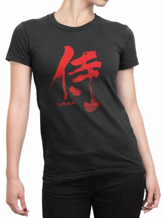 0834 Samurai Shirt Hieroglyph Front Woman