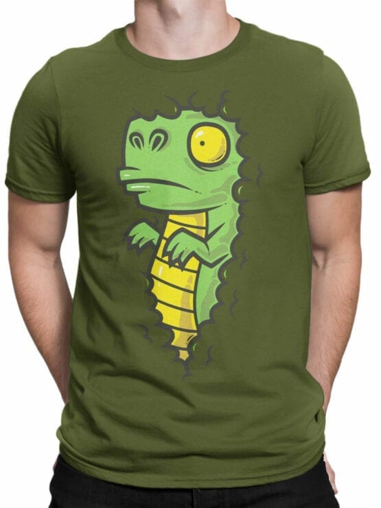0837 Dinosaur Shirt Dino in the Bush Front Man