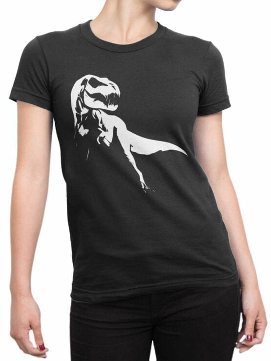 0862 Dinosaur Shirt Raptor Ghost Front Woman