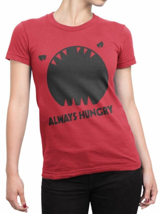 0949 Funny T Shirt Always Hungry Front Woman