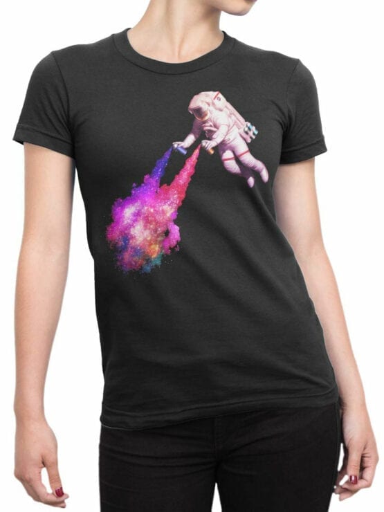 0950 Astronaut Shirt Space Graffiti Front Woman