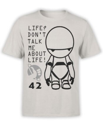 0958 The Hitchhikers Guide to the Galaxy Shirt Marvin 42 Front