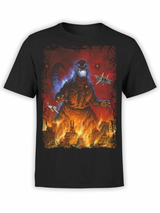 1004 Godzilla T Shirt Red Night Front