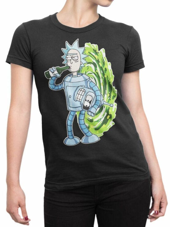 1022 Rick and Morty T Shirt Bender Rick Front Woman