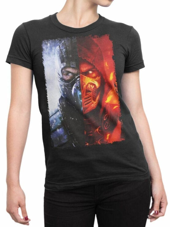1045 Mortal Kombat T Shirt Divide Front Woman