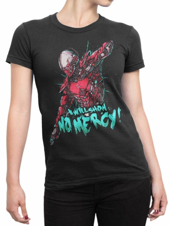 1055 Mortal Kombat T Shirt No Mercy Front Woman