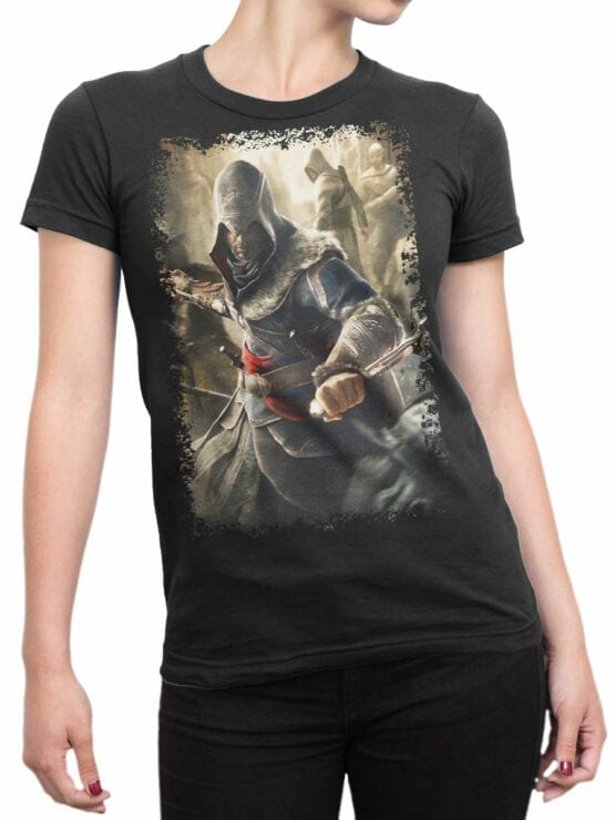 1063 Assassin’s Creed T Shirt Dagger Front Woman