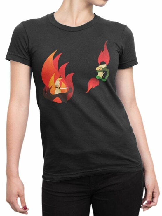 1066 Samurai Jack T Shirt Fire Front Woman