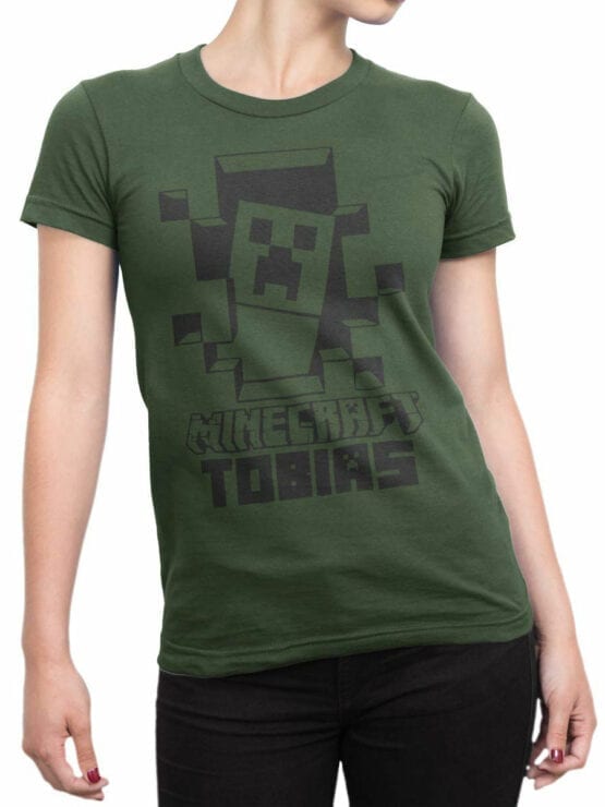 1088 Minecraft T Shirt Tobias Front Woman