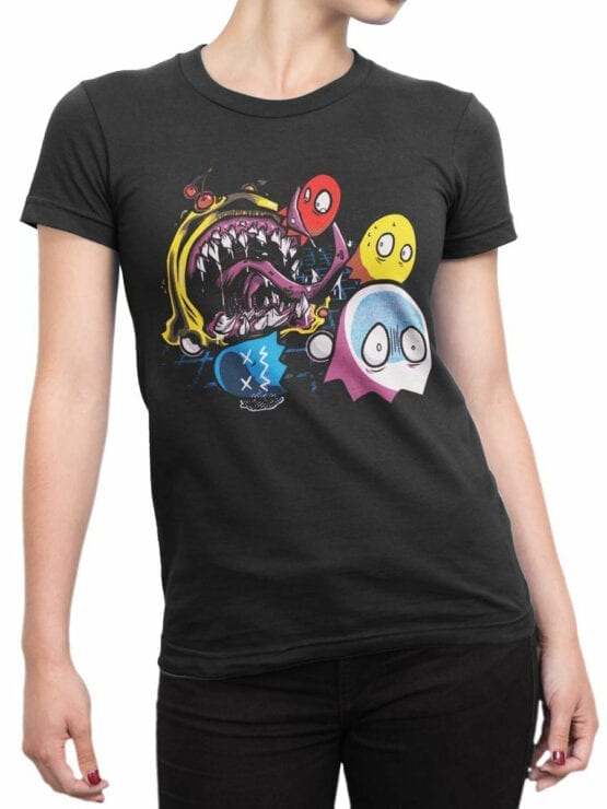 1115 Pac Man T Shirt Monster Front Woman