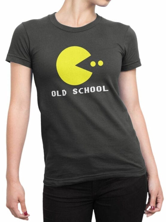 1120 Pac Man T Shirt Old School Front Woman