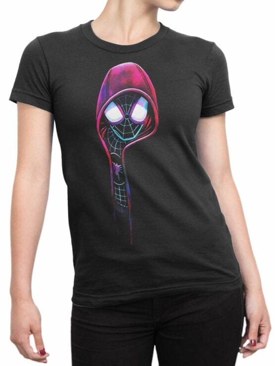 1139 Spider Man T Shirt Mask Front Woman