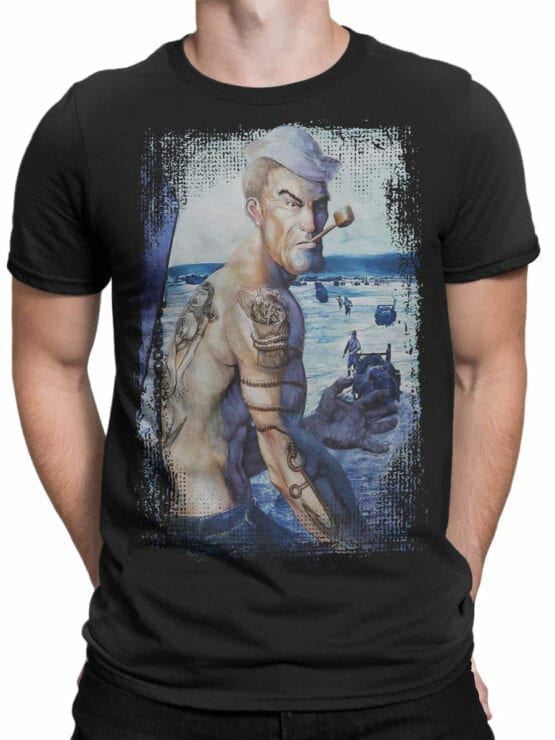 1150 Popeye T Shirt Navy Front Man