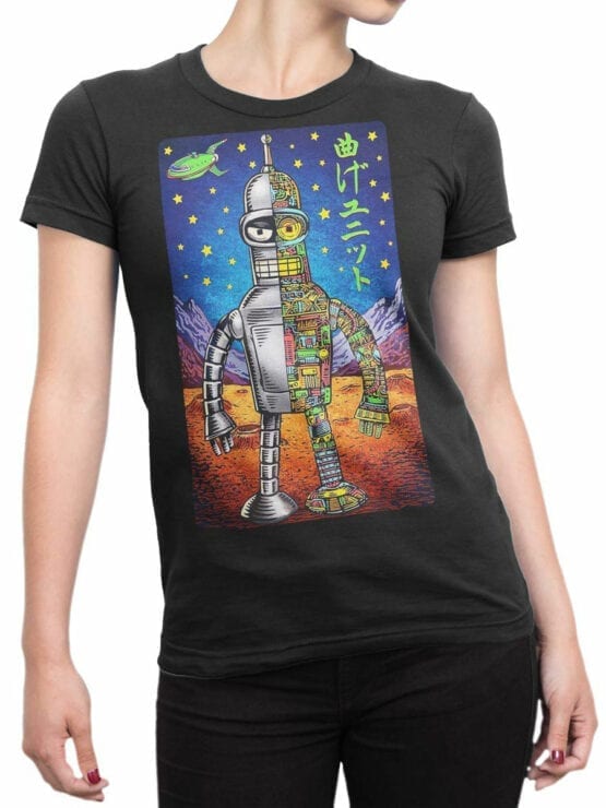 1190 Futurama T Shirt Bender Art Front Woman