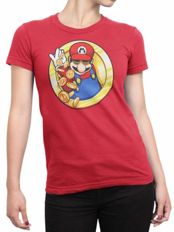 1208 Super Mario T Shirt Cool Front Woman