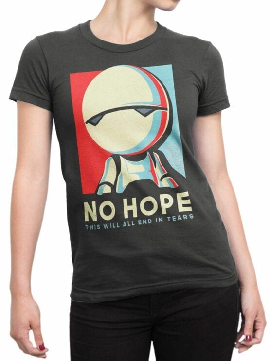 1220 The Hitchhikers Guide to the Galaxy T Shirt No Hope No Hope Front Woman
