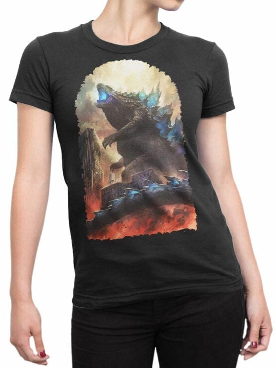 1272 Godzilla T Shirt City Front Woman