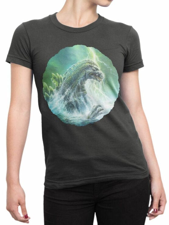 1276 Godzilla T Shirt Sea Front Woman