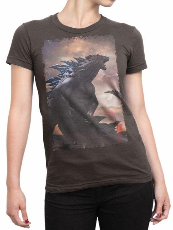 1284 Godzilla T Shirt Monster Front Woman