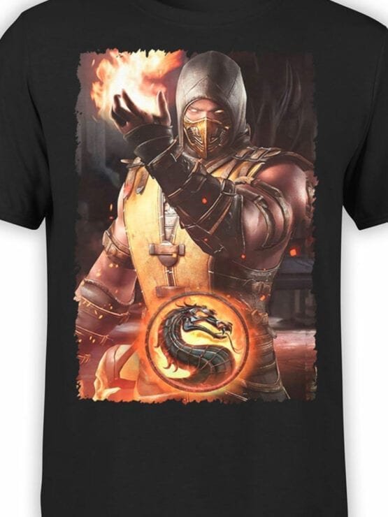 1294 Mortal Kombat T Shirt Fireball Front Color