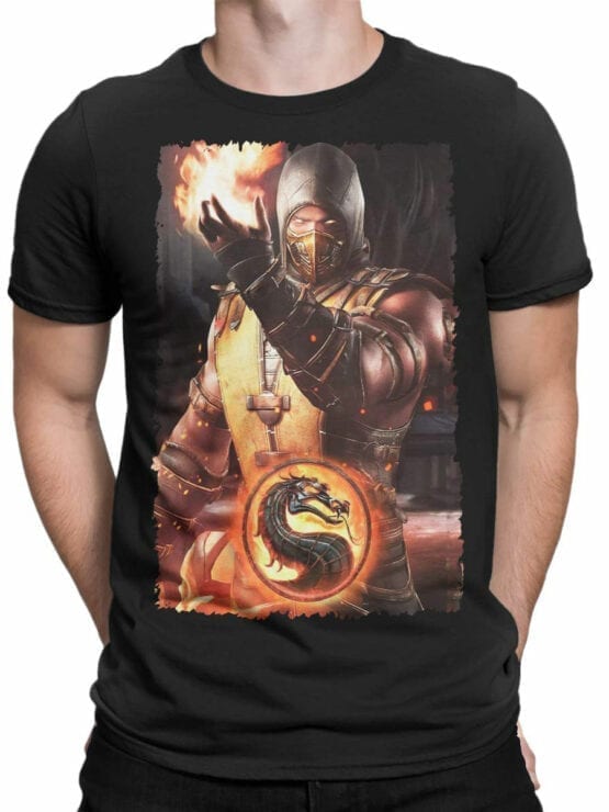 1294 Mortal Kombat T Shirt Fireball Front Man