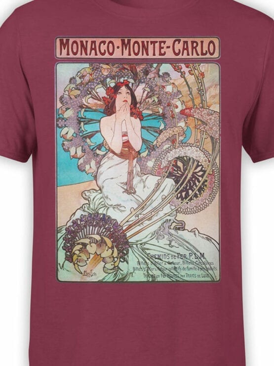 1324 Alphonse Mucha T Shirt Monaco Monte Carlo Front Color