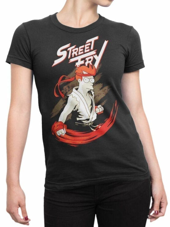 1335 Futurama T Shirt Street Fry Front Woman