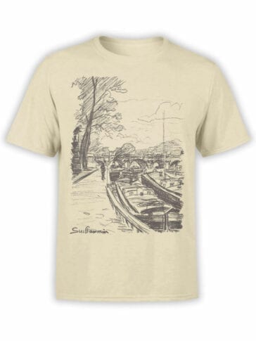 1342 Armand Guillaumin T Shirt Barges Moored to Bank of the Seine Front