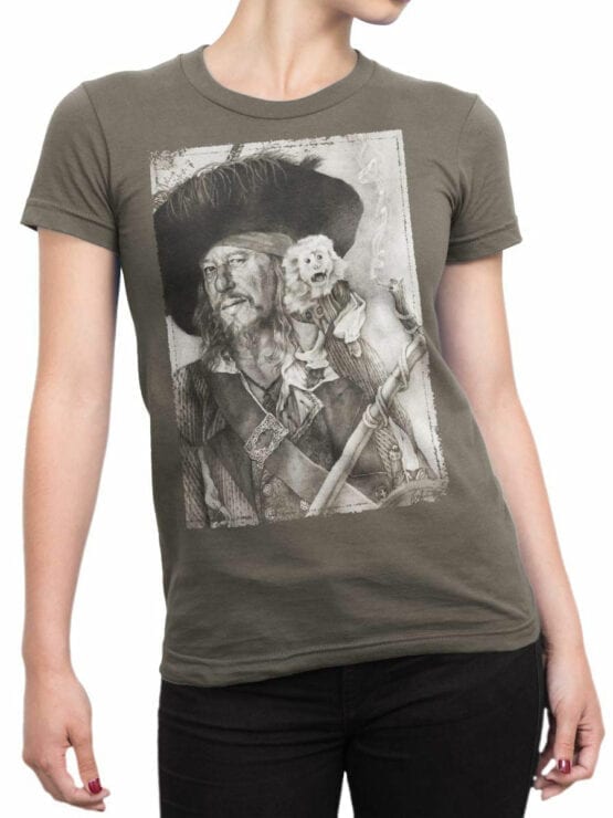 1375 Pirates of the Caribbean T Shirt Barbossa Front Woman
