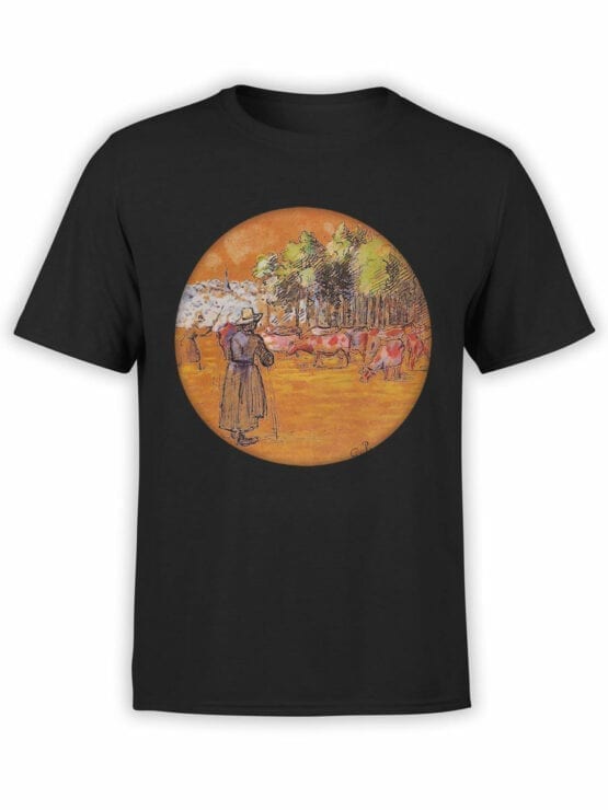 1383 Camille Pissarro T Shirt Cowherds Bazincourt Front