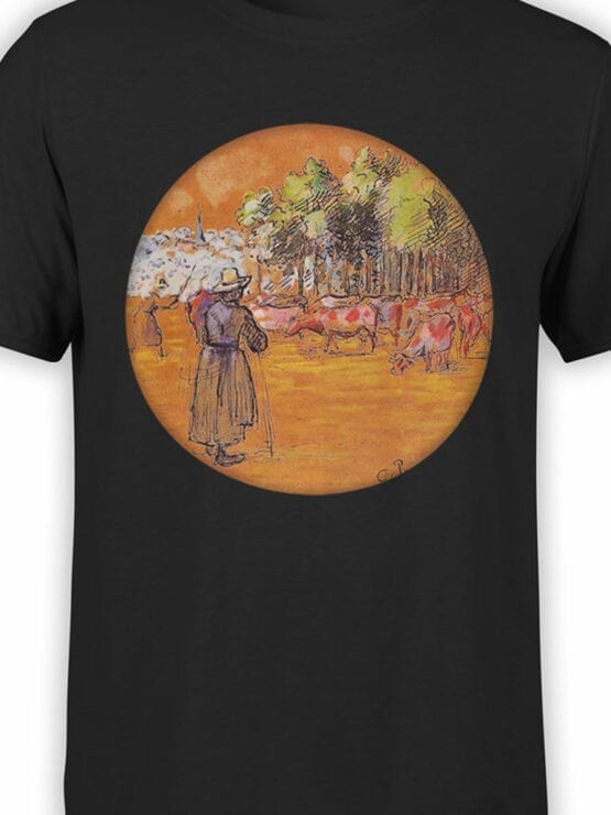 1383 Camille Pissarro T Shirt Cowherds Bazincourt Front Color