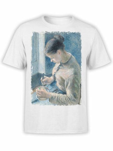1384 Camille Pissarro T Shirt Breakfast Young Peasant Woman Taking Her Coffee Front