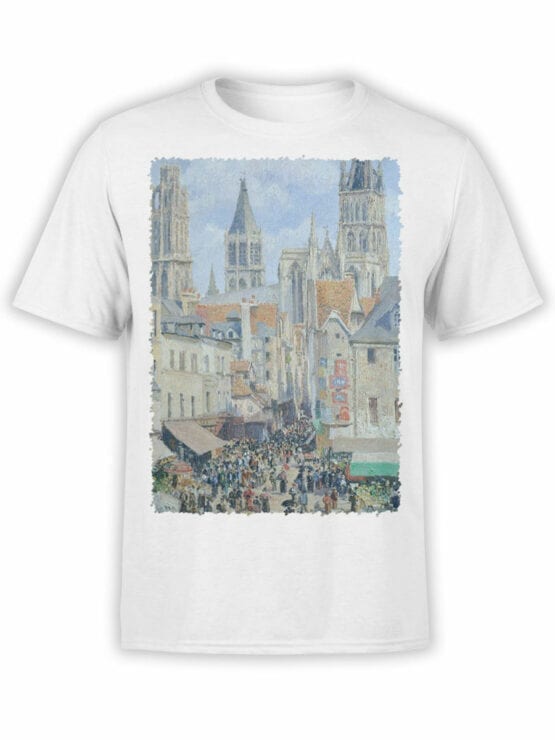 1390 Camille Pissarro T Shirt The Old Market and the Street of Epicerie in Rouen Front