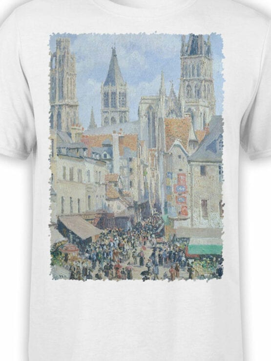1390 Camille Pissarro T Shirt The Old Market and the Street of Epicerie in Rouen Front Color