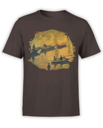 1404 Claude Monet T Shirt Anglers on the Seine at Poissy Front