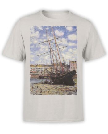 1405 Claude Monet T Shirt Boat at Low Tide at Fecamp Front