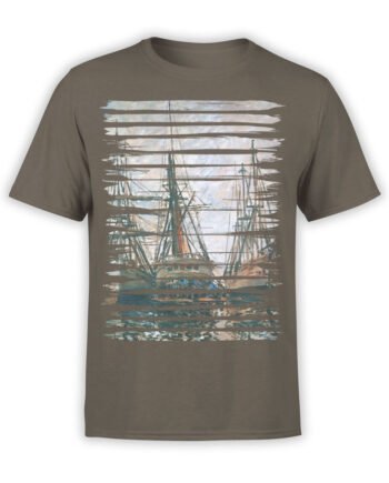 1406 Claude Monet T Shirt Boats on Rapair Front