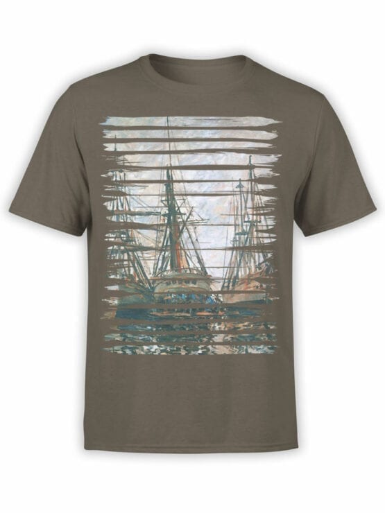 1406 Claude Monet T Shirt Boats on Rapair Front